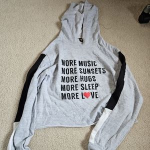 gray hoodie motivational quote with colorblock sleeves